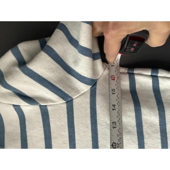 Joules Blue and White Striped Pullover Sweater with Button Collar - Picture 6 of 7